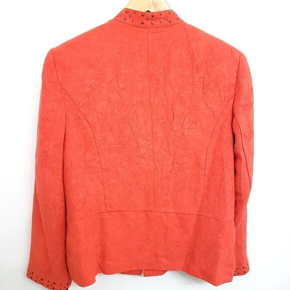 Alfred Dunner Orange Studded Lined Jacket Sz 10 - Picture 2 of 5